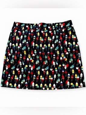Talbots Size 16p Mini Skirt Nautical Fishing Buoy Novelty Print Comfort Stretch